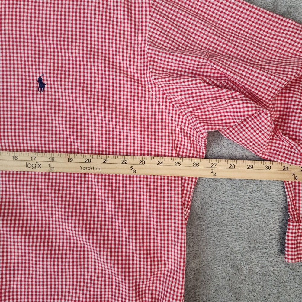Ralph Lauren Blake Shirt Mens Large Red White Gingham Cotton Button Down - Picture 4 of 9
